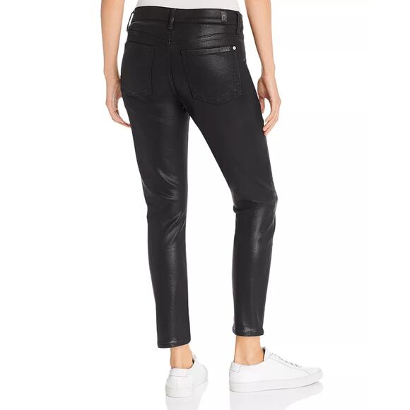 7 For All Mankind B(Air) Ankle Skinny Jeans in Coated Black Size 31 - Picture 9 of 14